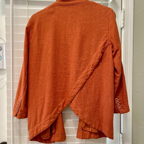 by Anthropologie Terra Cotta Washed Linen Blazer - Picture 2 of 3